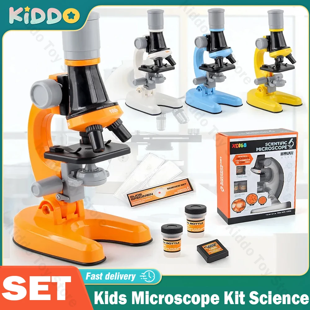 

Kids Microscope Kit Science Lab LED 1200X/400X/100X Toy Home School Interest Cultivation Child Boys Birthday XMAS Gift Present