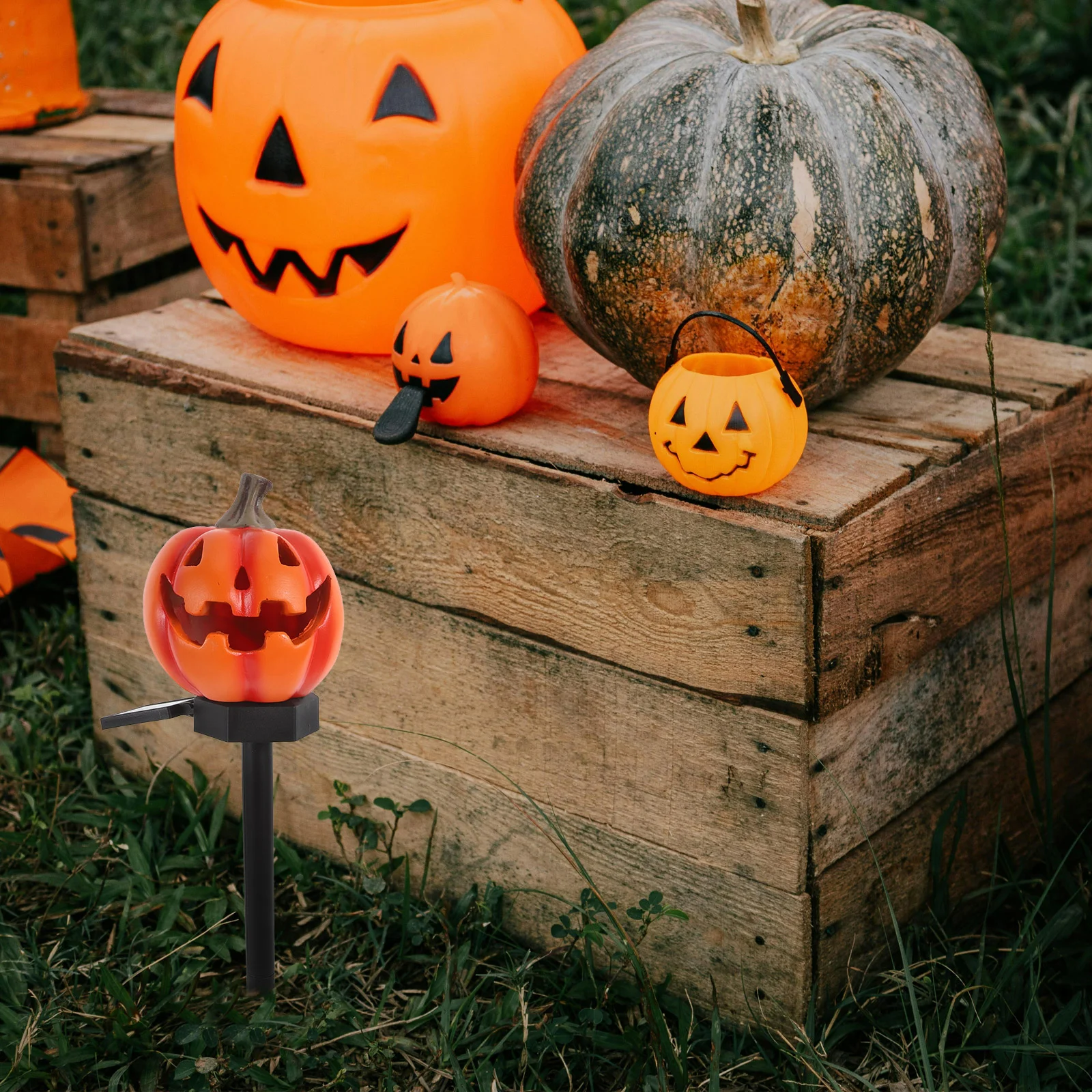 Halloween Jack-o-lantern Garden Lights Outdoor Solar Landscape Lamp Decorations Mushroom Hanging Fall Driveway Globe Decorative