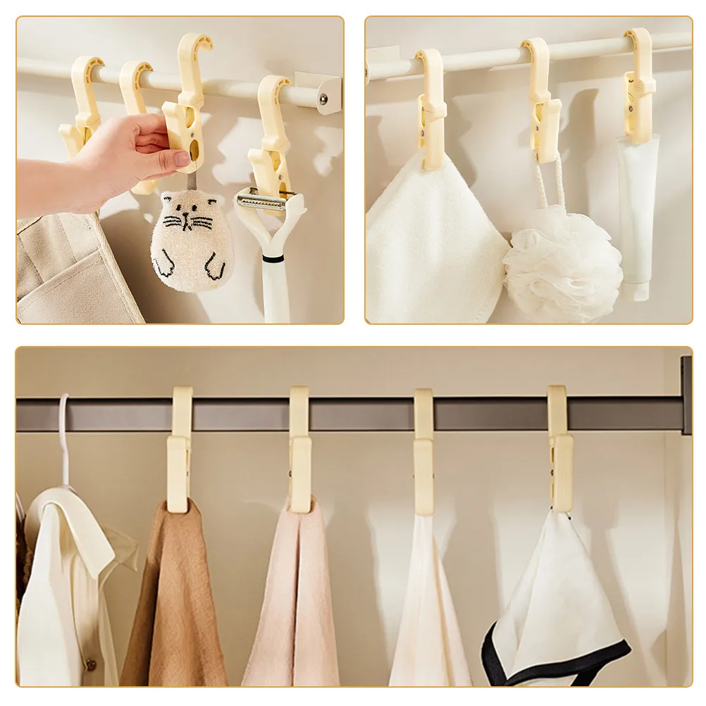 3Pcs Multi Use Laundry Hook Clips Swivel Hanging Organizer for Clothes Towels Underwear Socks Hats Scarves Balcony Bathroom view 2
