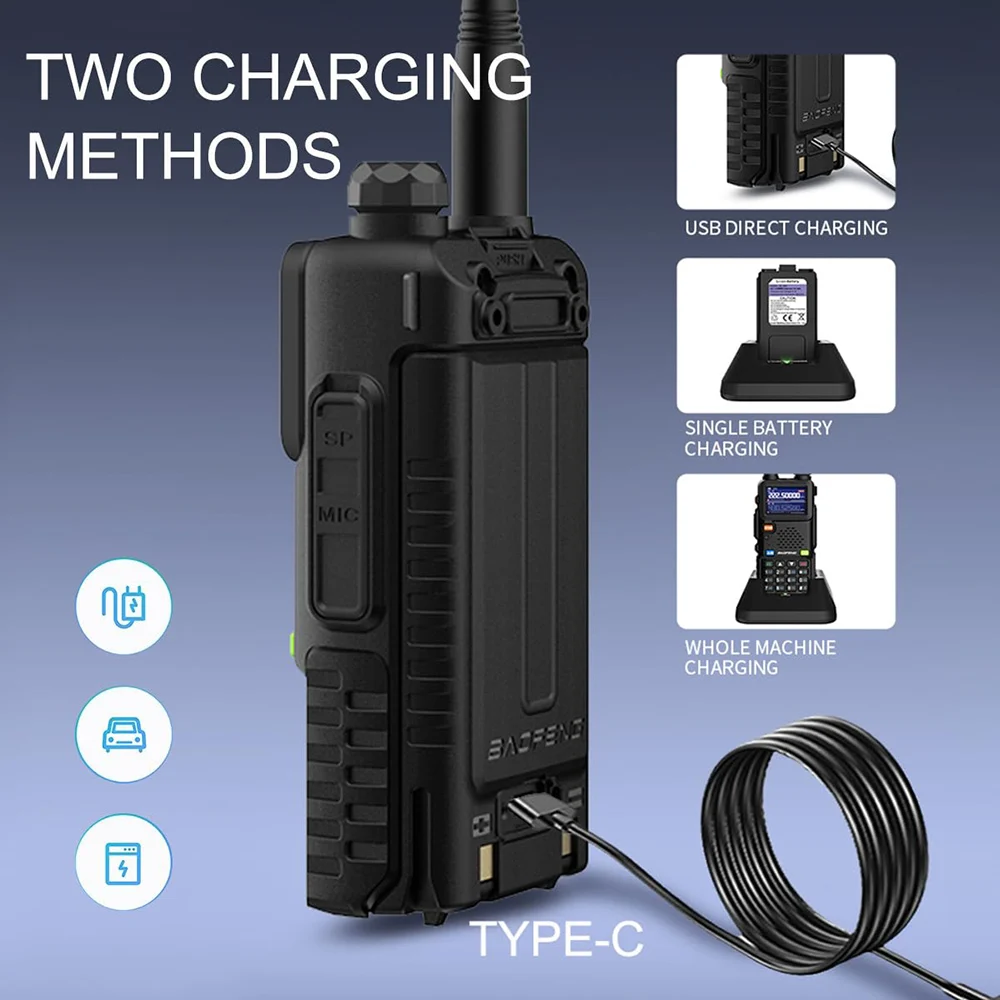 Baofeng UV-5RM Walkie Talkie Long Range Wirless Copy Frequency Two Way Radio Type-C Charger Upgraded UV 5R Full Band Transceiver