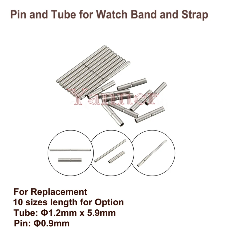 Watch Repair Stainless Steel Pin and Tube for Watch Strap and Band  with Tube 1.2mm x 5.9mm and Pin 10 - 28mm