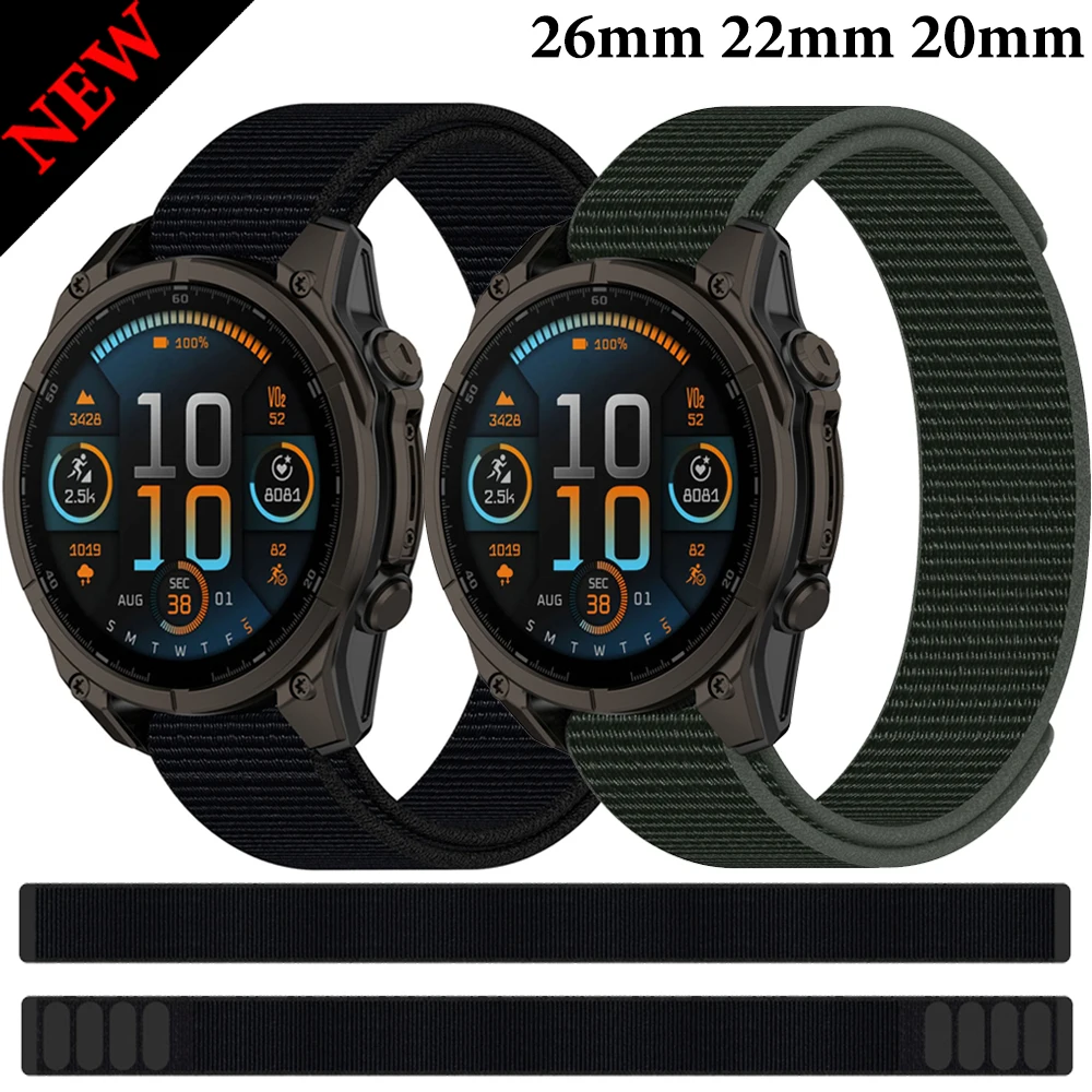 26mm 22mm 20mm Hook Loop Nylon Strap For Garmin Fenix 8 Sports Bracelet Wristband Fenix E 7X Enduro3/Quatix7 Pro Forerunner 965