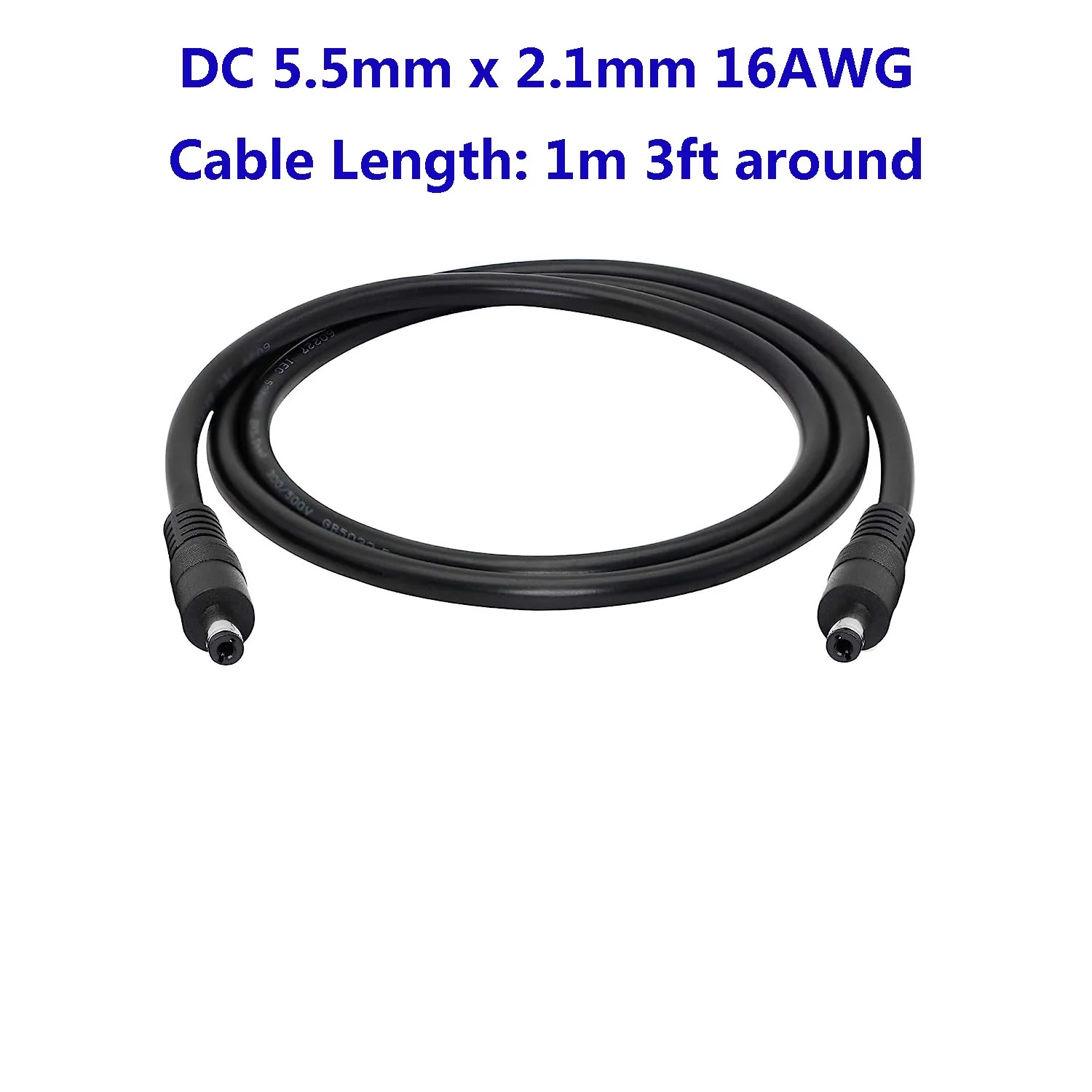 2 قطعة 16AWG تيار مستمر 5.5 مللي متر x 2.1 مللي متر ذكر إلى ذكر كابل الطاقة تمديد الأمن كاميرا Dvr مستقل LED قطاع ، سيارة ، CCTV IP المراقبة