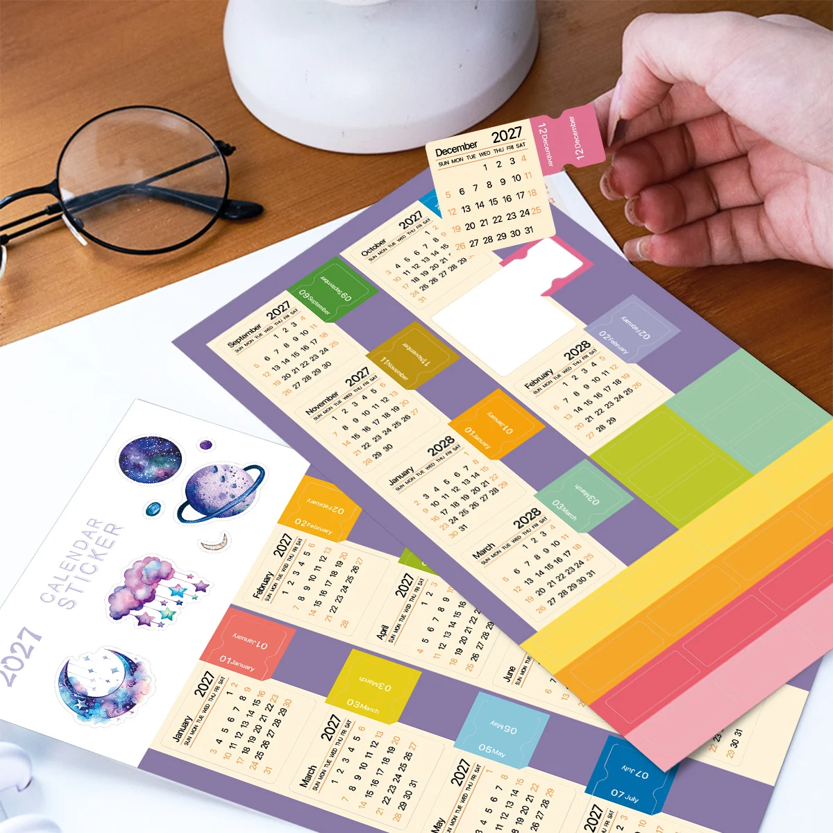 2sheets 2027 Monthly Calendar Index Labels Stickers,Page Marker Stickers For Journal,Notebook,Scrapbook,Schedule,Event Tracking