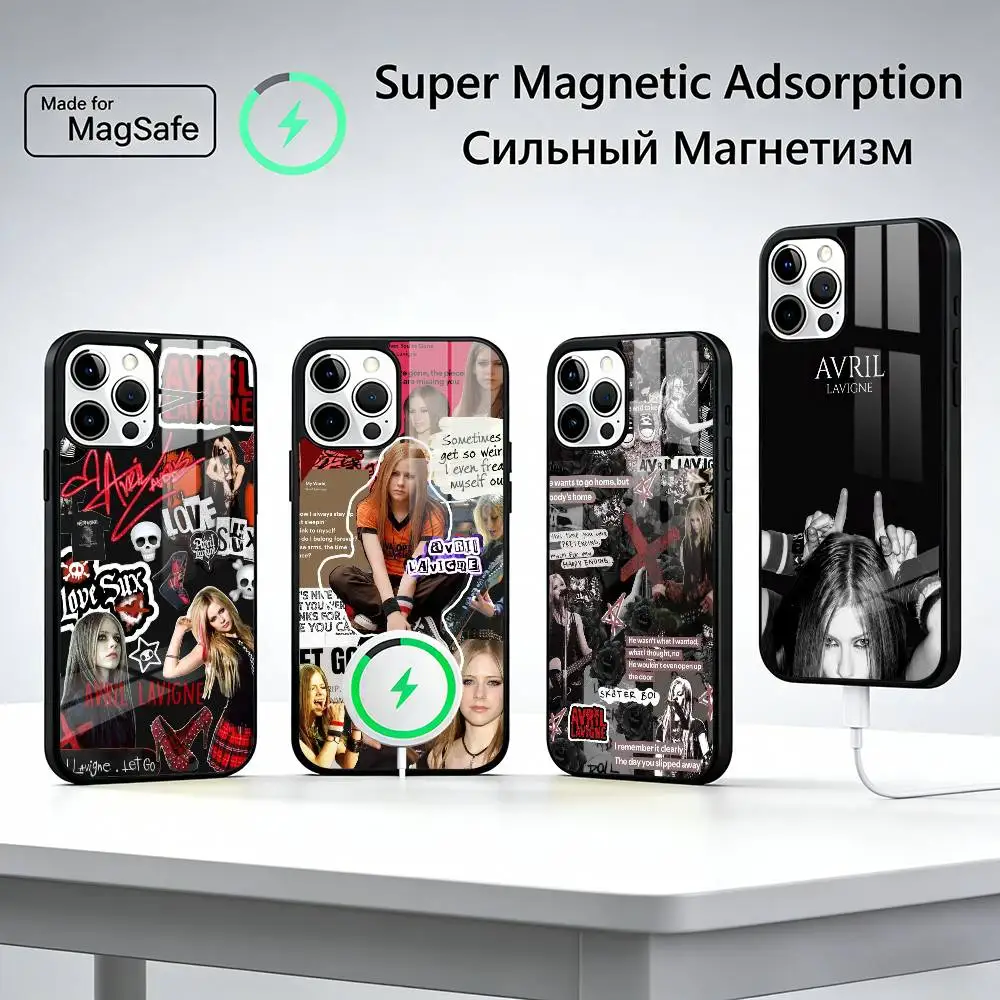Image of Singer Avril L-Lavigne Handyhülle für iPhone 17, 16, 15, 14, 13, 12, 11 Plus, Pro, magnetisch für MagSafe kabelloses Laden