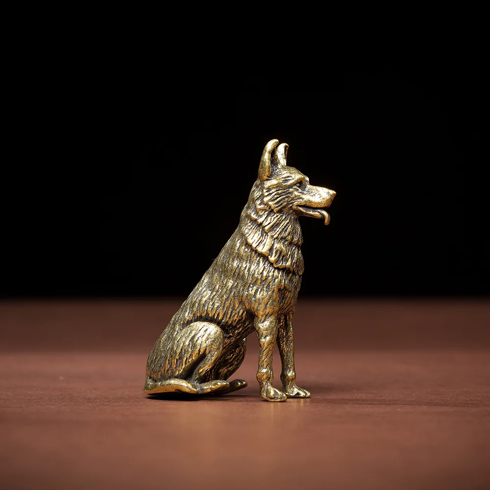 1/8Pcs Brass Office Desktop Decoration Ornament Big Yellow Dog Bronze Tea Pet Jewelry Crafts Gift Handlebar