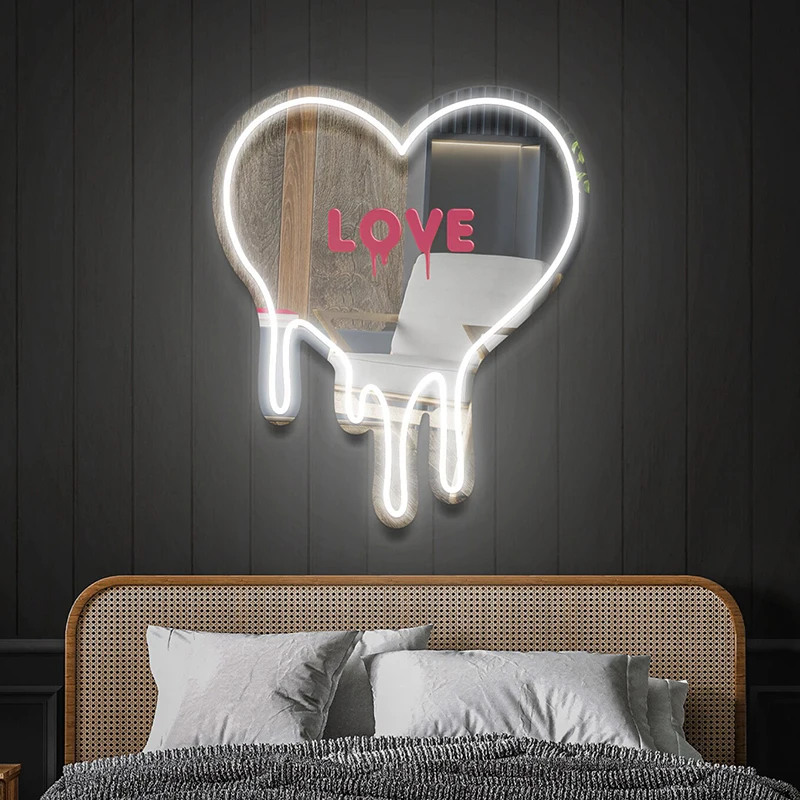 

Melt Heart Neon Sign Bedroom Living Room Wall Decor Custom Neon Signs Wedding Party Event Decoration Heart Mirror Led Light