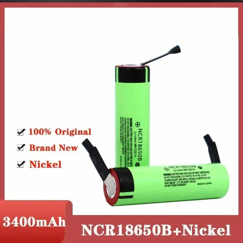 100% Nuevo NCR 18650B  3400 mAh 3.7V 18650 Li-ion recargable de la batera de para linterna/or +DIY nquel pieza