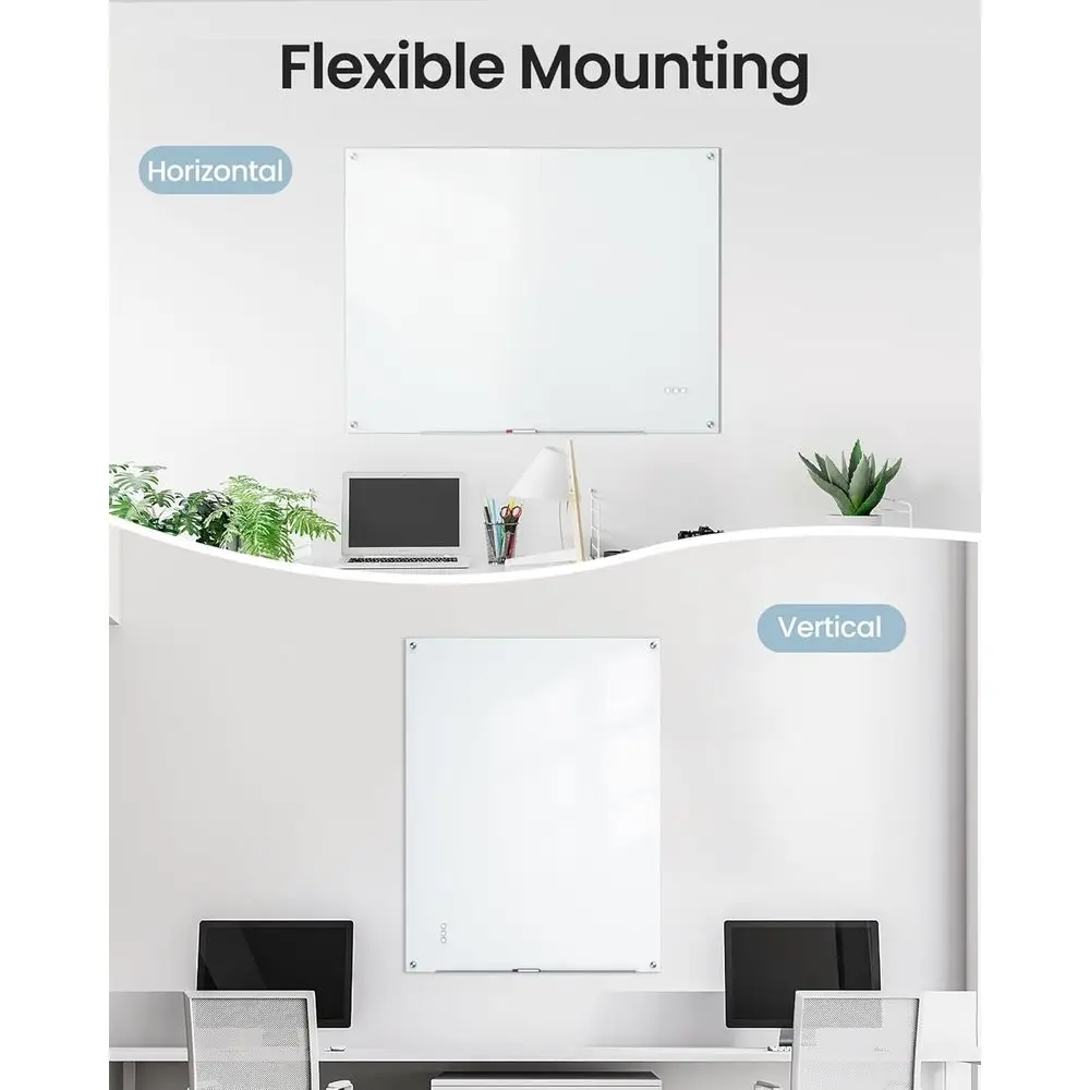 سبورة بيضاء زجاجية مغناطيسية بدون إطار مقاس 36 × 48 بوصة مع ملحقات للمنزل والمكتب والمدرسة #2