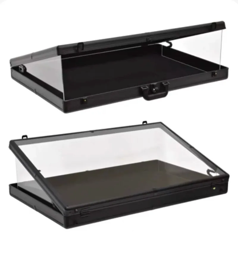 Silver Aluminum Acrylic Transparent Top Display Stand Portable Supplier Trade Case for TCG Cards with Lock Function