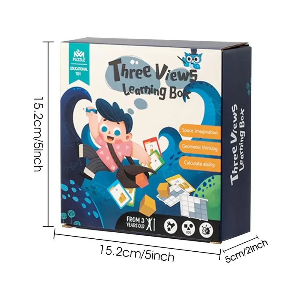 Montessori  Wooden ToysTool Kit Mirror Puzzle Matching Three View Teaching Aids Train Logical Thinking Kids