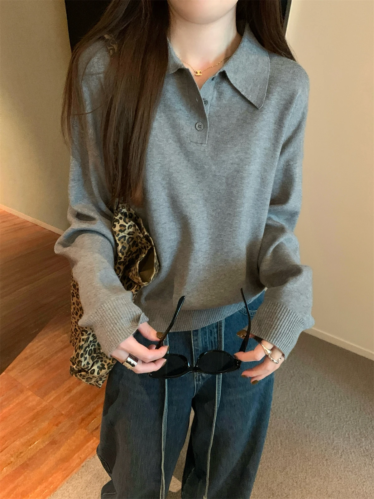 

Простые базовые модные уличные женские пуловеры, осенние новые однотонные повседневные свободные женские пуловеры, корейский шикарный вязаный топ, женский