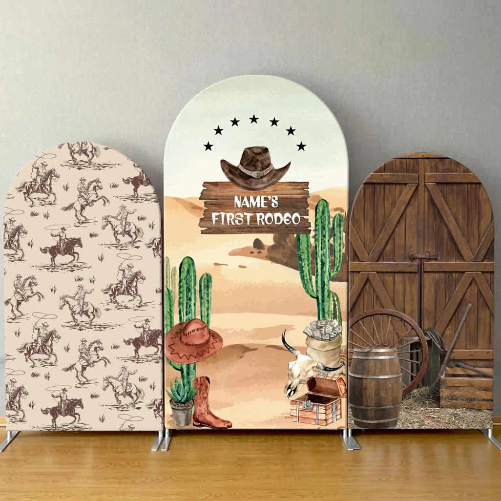 First Rodeo Arch Backdrop Cover Custom Name Baby Boy 1st Birthday Western Cowboy Party Decor Chiara Wall Photography Background