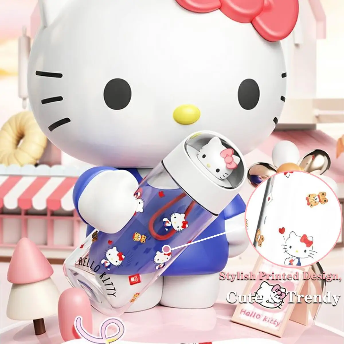 500ml Kawaii Sanrio Dolls  Transparent Cup Cartoon Water Bottle  Hello Kitty Kuromi Cinnamoroll Tritan Plastic Cup for Kids Gift - view 2