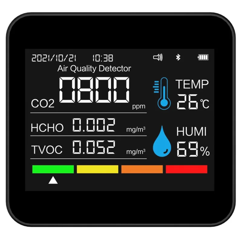 

A83Z 9-in-1 Air Quality Monitor CO2 Meter APP BT Carbon Dioxide Detector PM2.5 PM1.0 PM10 Temperature Humidity CO2 Sensor