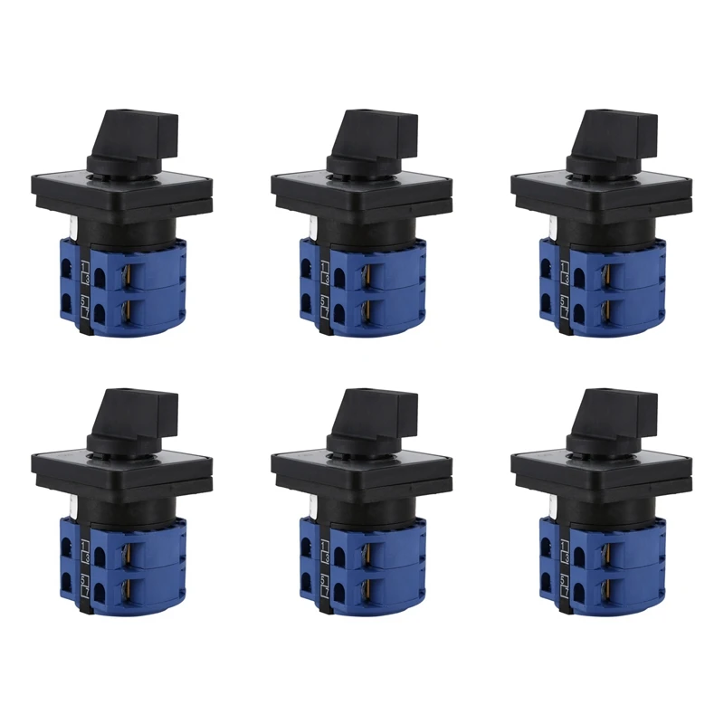 

6X AC660V 25A 2-Pole 3-Position Momentary Plastic Rotary Changeover Switch Blue+Black