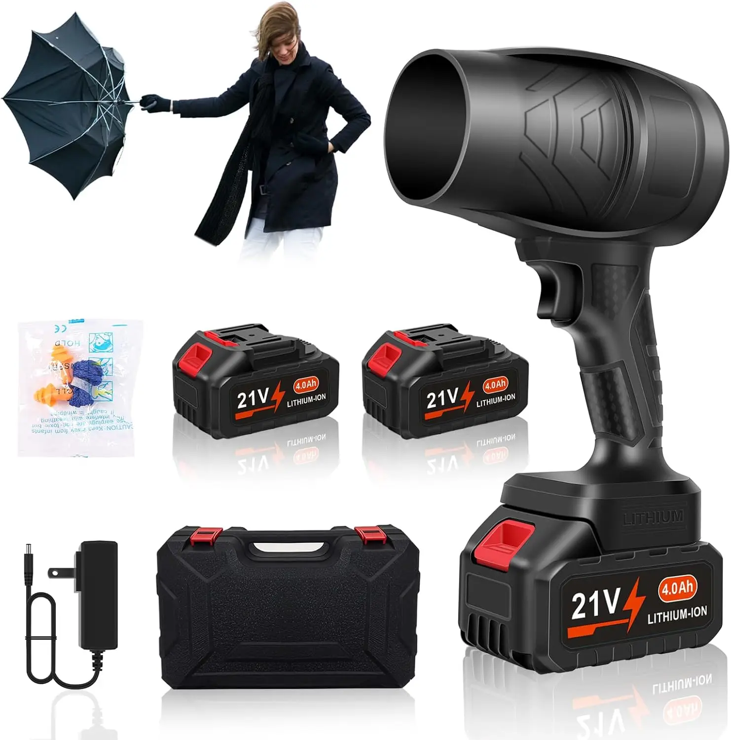

Cordless Leaf Blower with 2 Batteries, Lightweight for Lawn Leaves Snow Dust Removal