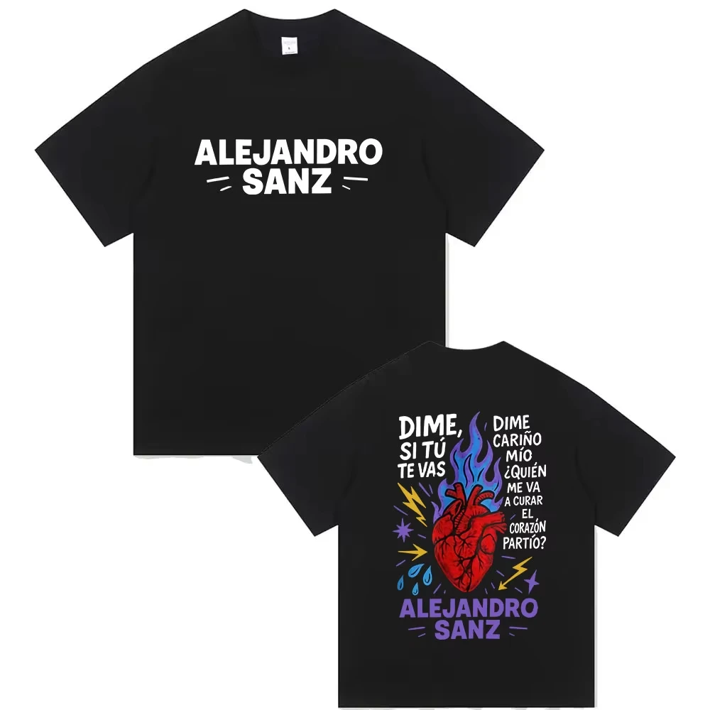 Camiseta Estampada do Álbum da Turnê 2026 do Rapper Alejandro Sanz, Moda Pop Masculina, Camiseta de Manga Curta, Camiseta de Algodão Feminina, Streetw
