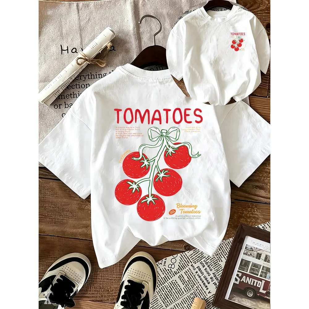 Summer Children's T-shirt Loose Comfortable Soft Skin Friendly Fashionable Versatile Small  Fresh Tomato Print Short Sleeved
