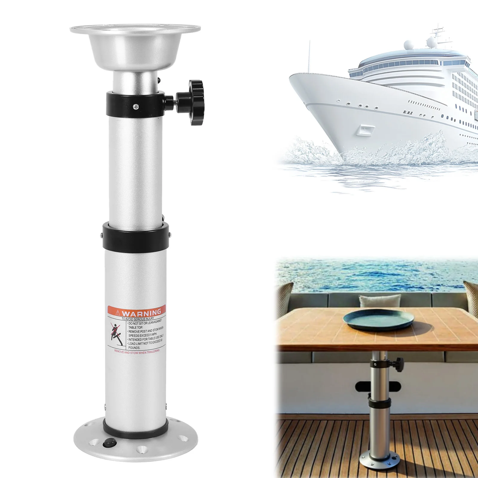 

RV Table Pedestal Stand Leg Space Saving RV Telescoping Table Stand 3-Level Telescopic for Marine Boat Marine Yacht
