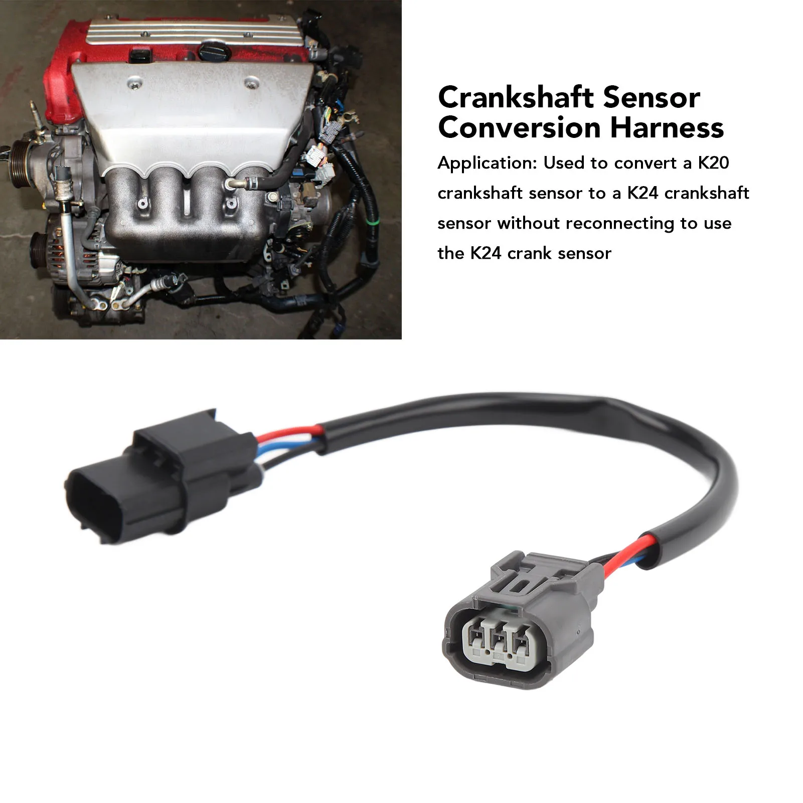 

Crankshaft Sensor Conversion Harness Plug and Play High Flexibility Crank Position Sensor Connector Jumper Adapter for K20 toK24
