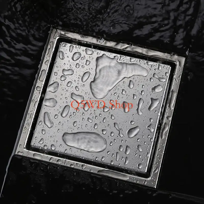

Q5WD Elegant Shower Drain 4 Inch Square Shower Drain Odor Proof Drain High Load Capacity Drain for Enhances Filtration