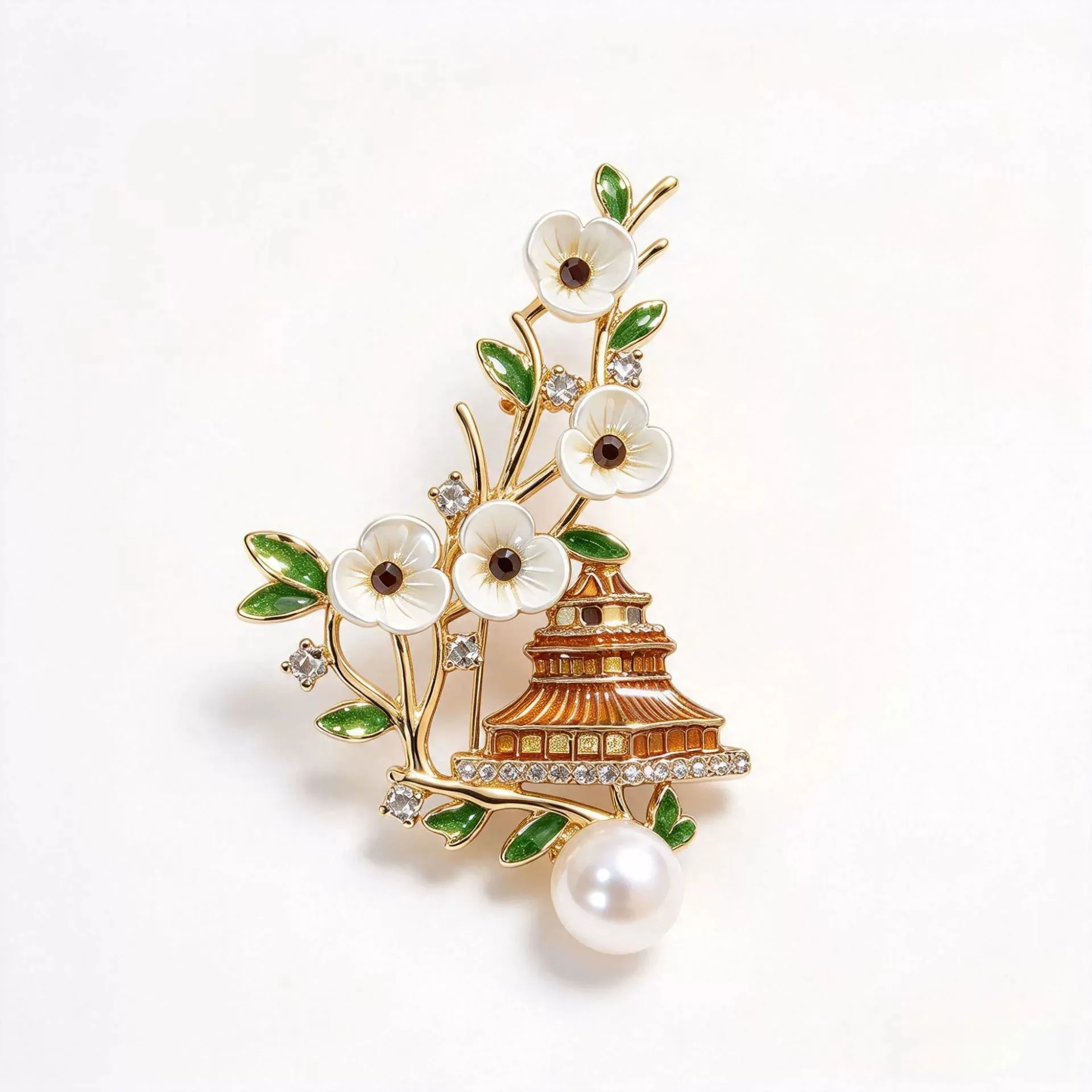 Design Clothing Simulation Pearl Flower Cheongsam Chinese Clothing Accessories Chinese Attic Palace Brooch