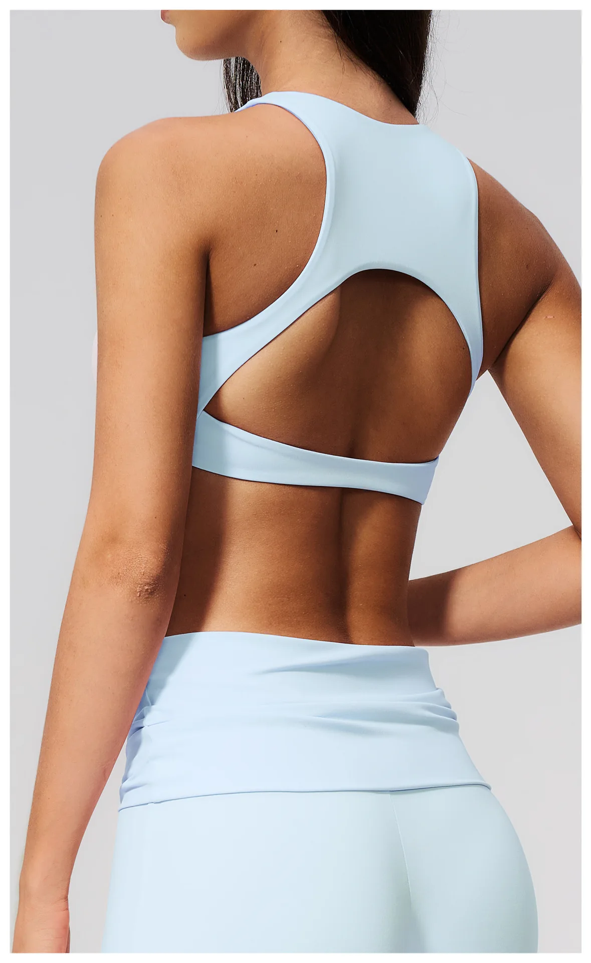 Damen Sport-BH mit Rückenausschnitt, Stoßdämpfend, Push-Up, Schnelltrocknend, Einfarbig, für Fitness, Laufen und Yoga – Detail 17
