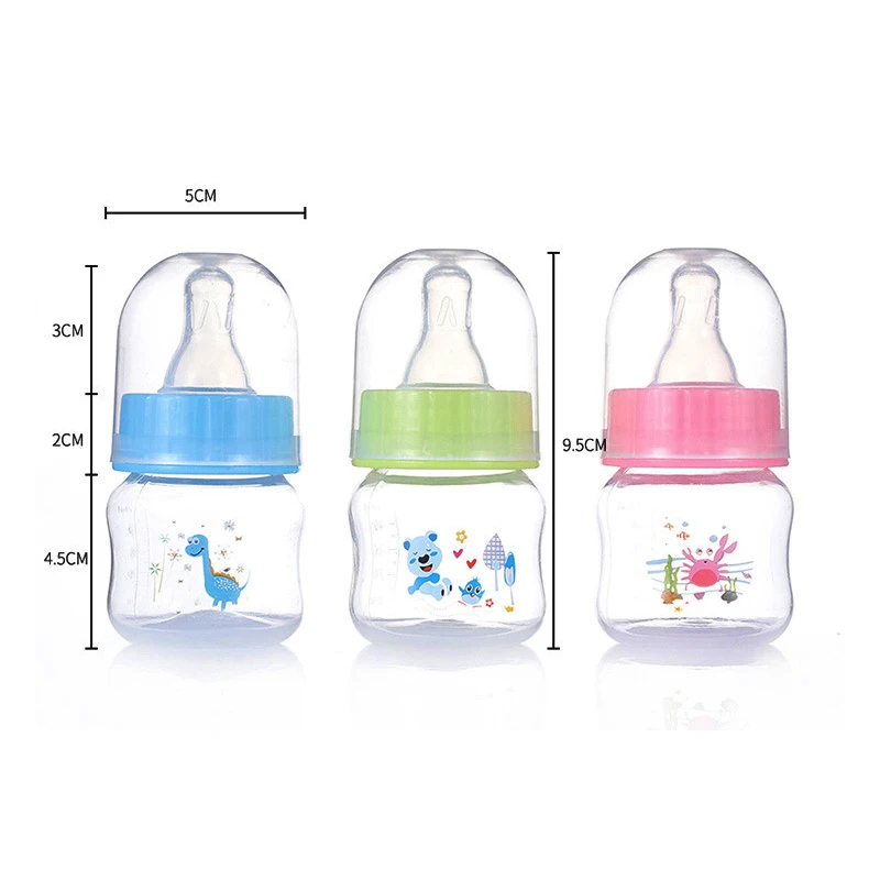 Mini-Babyflasche, Anti-Kolik, 50 ml, Babyflaschen für Neugeborene, tragbar, mit weitem Hals, Fruchtsaft-Milchflaschen für stillgeborene Babys