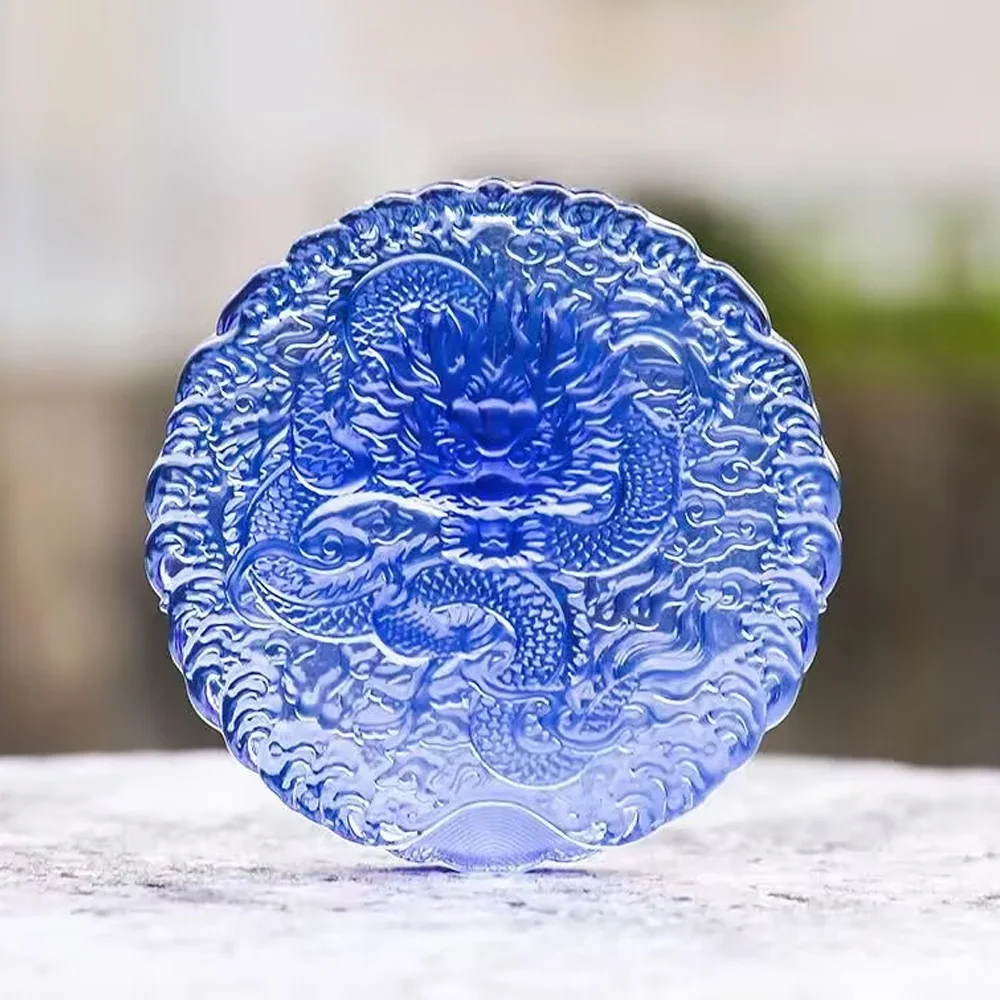 Drachenkönig Kristallglas Kunsthandwerk Ornament Sanskrit-Schriftzeichen Buddhistische Meditation Segen für Frieden Glück Feng Shui Heimdekoration – Detail 2