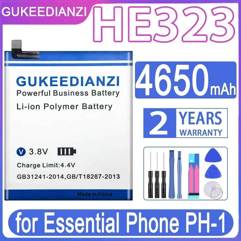 GUKEEDIANZI 4650mAh HE323 Battery For Essential Phone PH-1 Good Quality Stents Holder Stickers