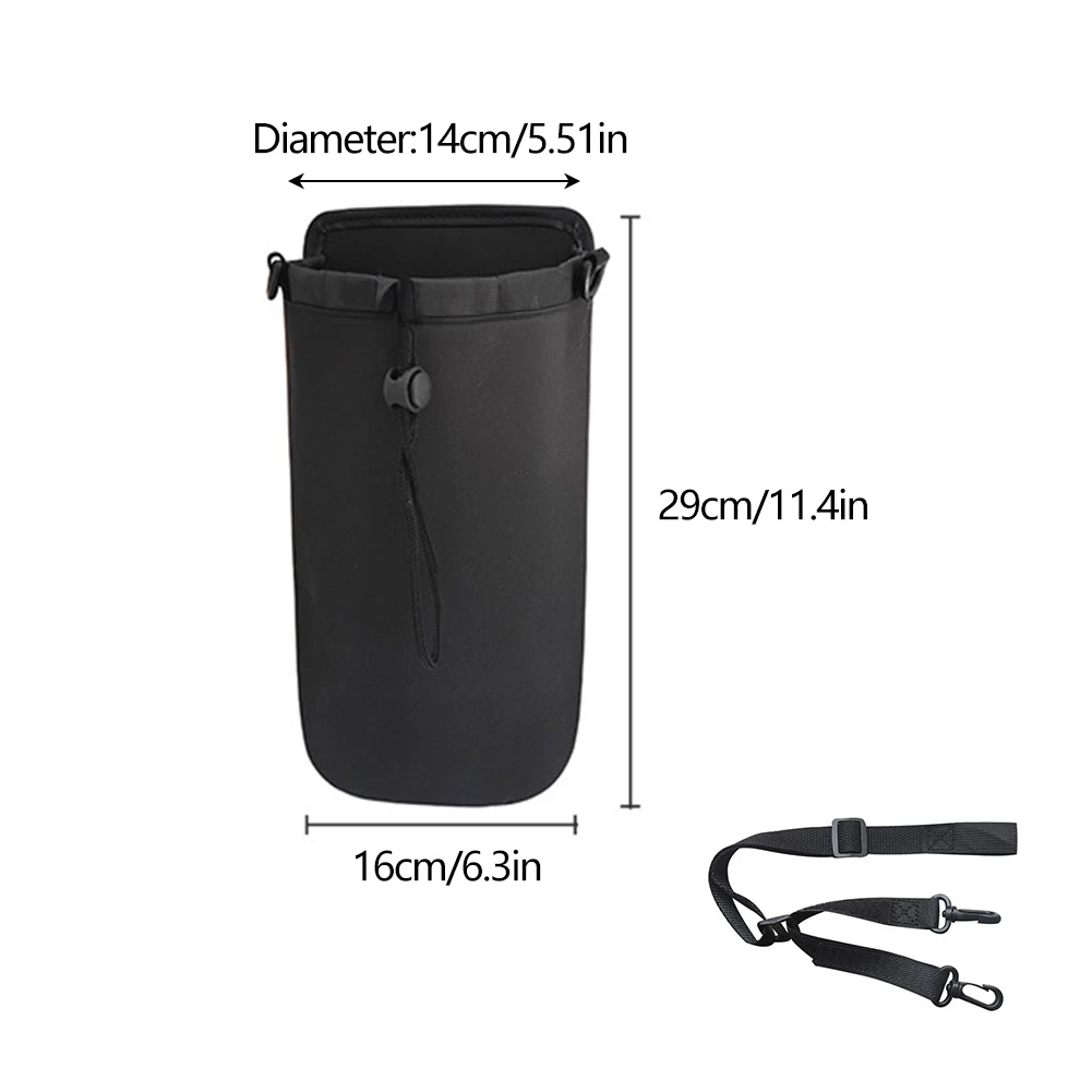Adjustable Strap Car Water Bottle & Thermos Holder for Center Console Side Mount with Storage Pocket Interior Organize