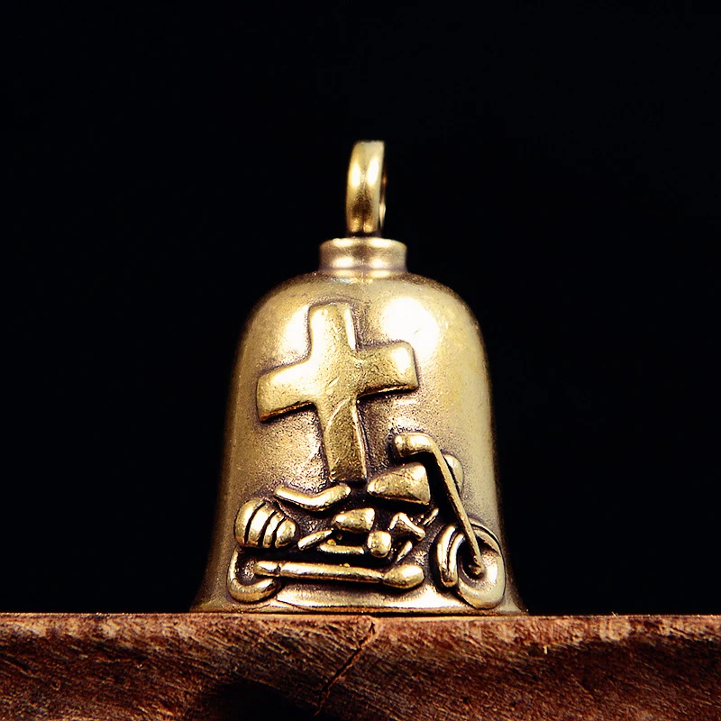 Retro Punk Cross Bell Pendant Keychain Personality Motorcycle Rider Keychain Charm For Boyfriend Birthday Gifts