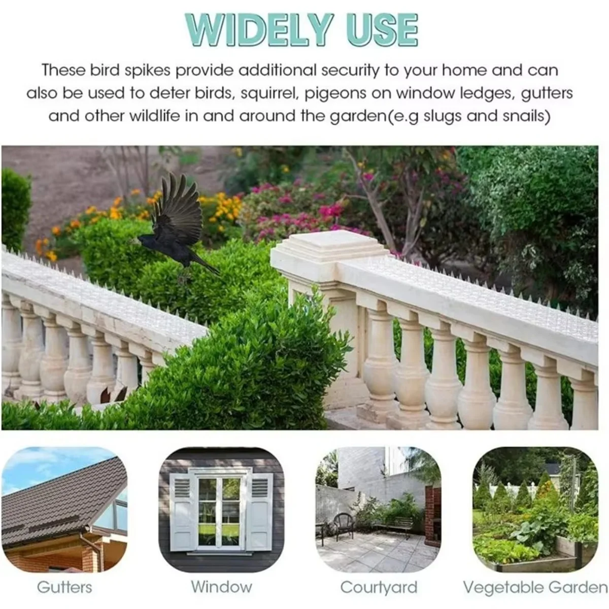 BABQ Spikes Repeller Cat Plastic Bird Repellent Anti Pigeon Anti-Bird Squirrel Garden Fences Control Transparent Spikes