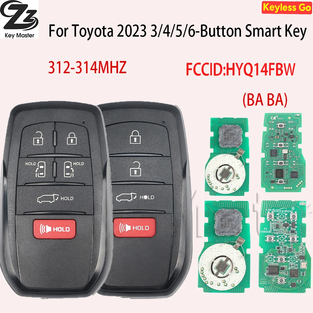 Zz 231451-3041 For 3/4/5/6-Button  HYQ14FBX 312-314MHZ 8ACHIP(BA BA) Smart Key for Toyota Corolla Cross Venza RAV4 2021-2023