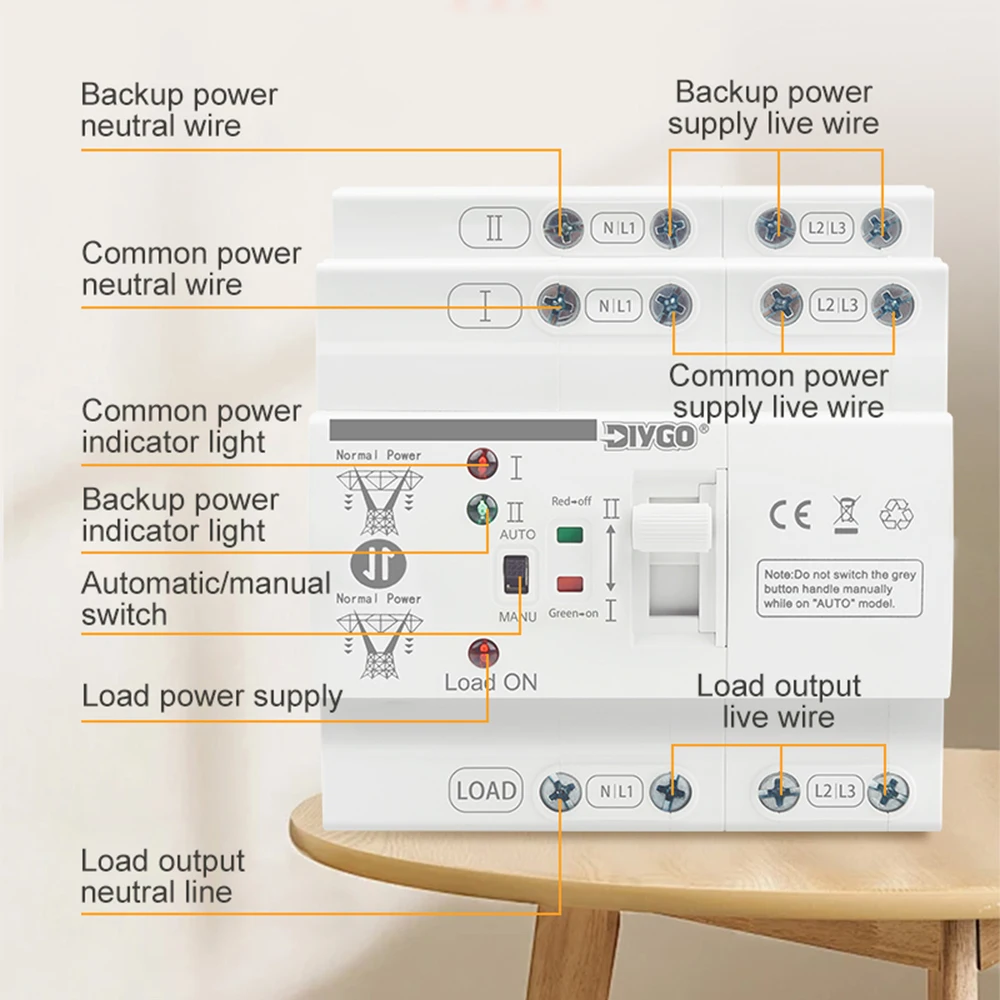 Automatic Transfer Switch ATS Dual Power Electrical Selector Switches 110V/220V DIN Rail For Ground-Mount/Rooftop Solar Systems