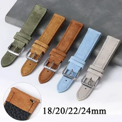 Vintage Suede Leather Watch Strap 18mm 19mm 20mm 22mm 24mm Handmade Watch Band Gray Brown Quick Release Bracelet for Men Women