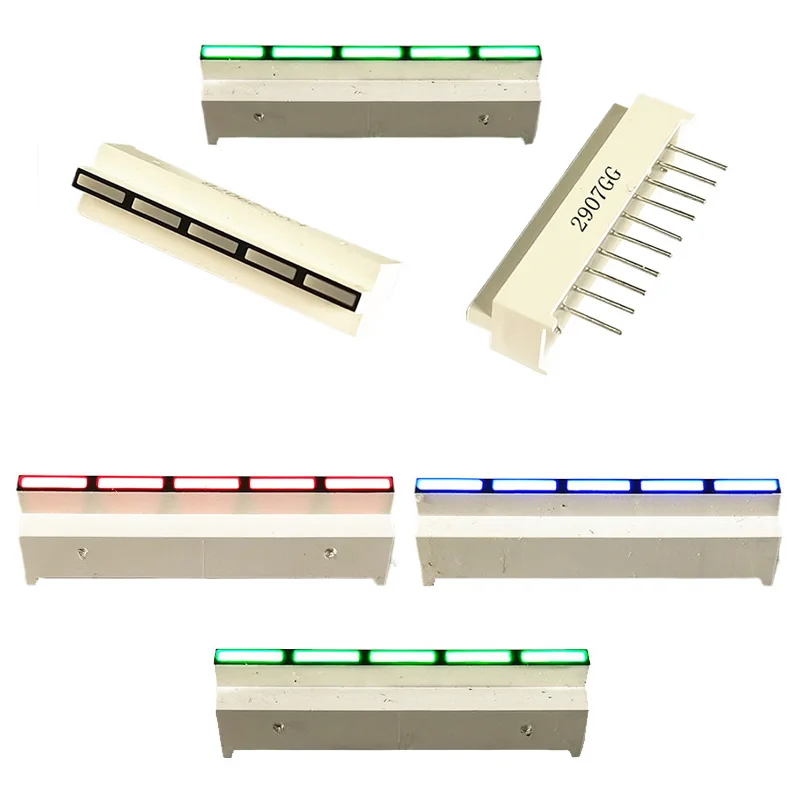 10PCS 30*7*8.5mm Ultra Bright LED Display Blue/Green/Red 5 Segment Bar Graph Chart for Mobile Charging Bar-Graph Module DIY