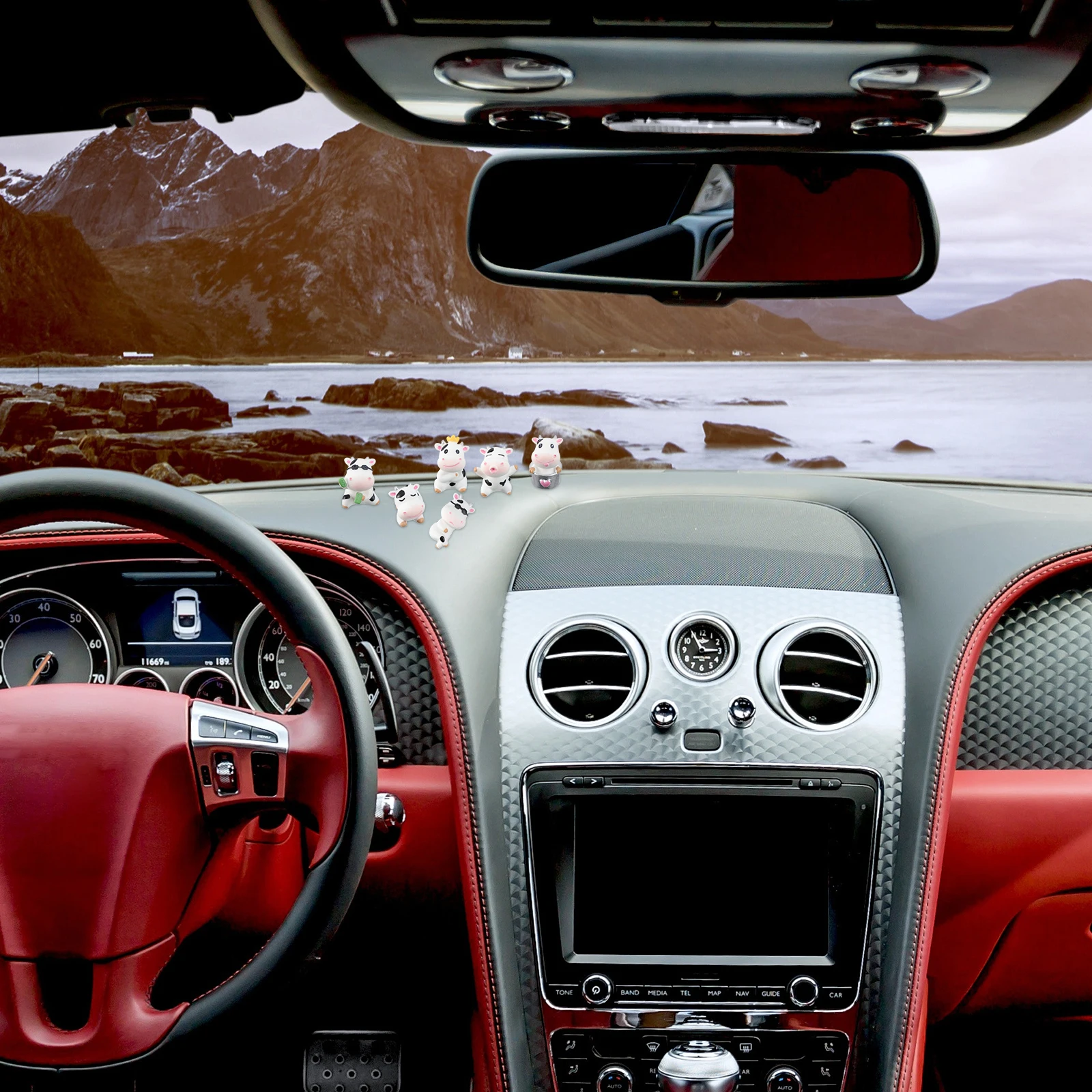 

6Pcs Resin Desktop Resin Cow Miniature Ornaments Cartoon Cattle Figures Durable Waterproof for Home Office Garden Decor