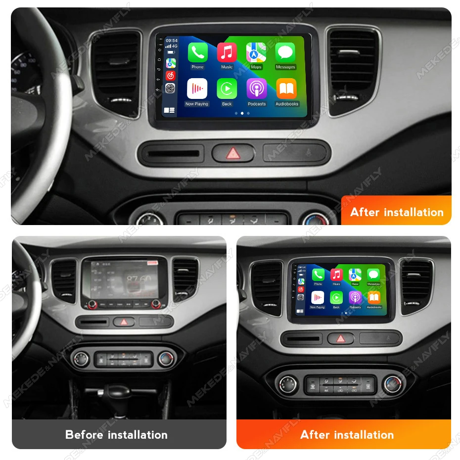 MEKEDE&NAVIFLY Android 14 Intelligent car audio system 9inch Car Radio Carplay Stereo Multimedia Player For Kia Carens 2013-2019
