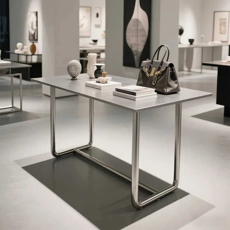 

Stainless Steel Display Table Light Luxury Clothing Store Nakajima Table Modern Simple Wind Water Product Sample