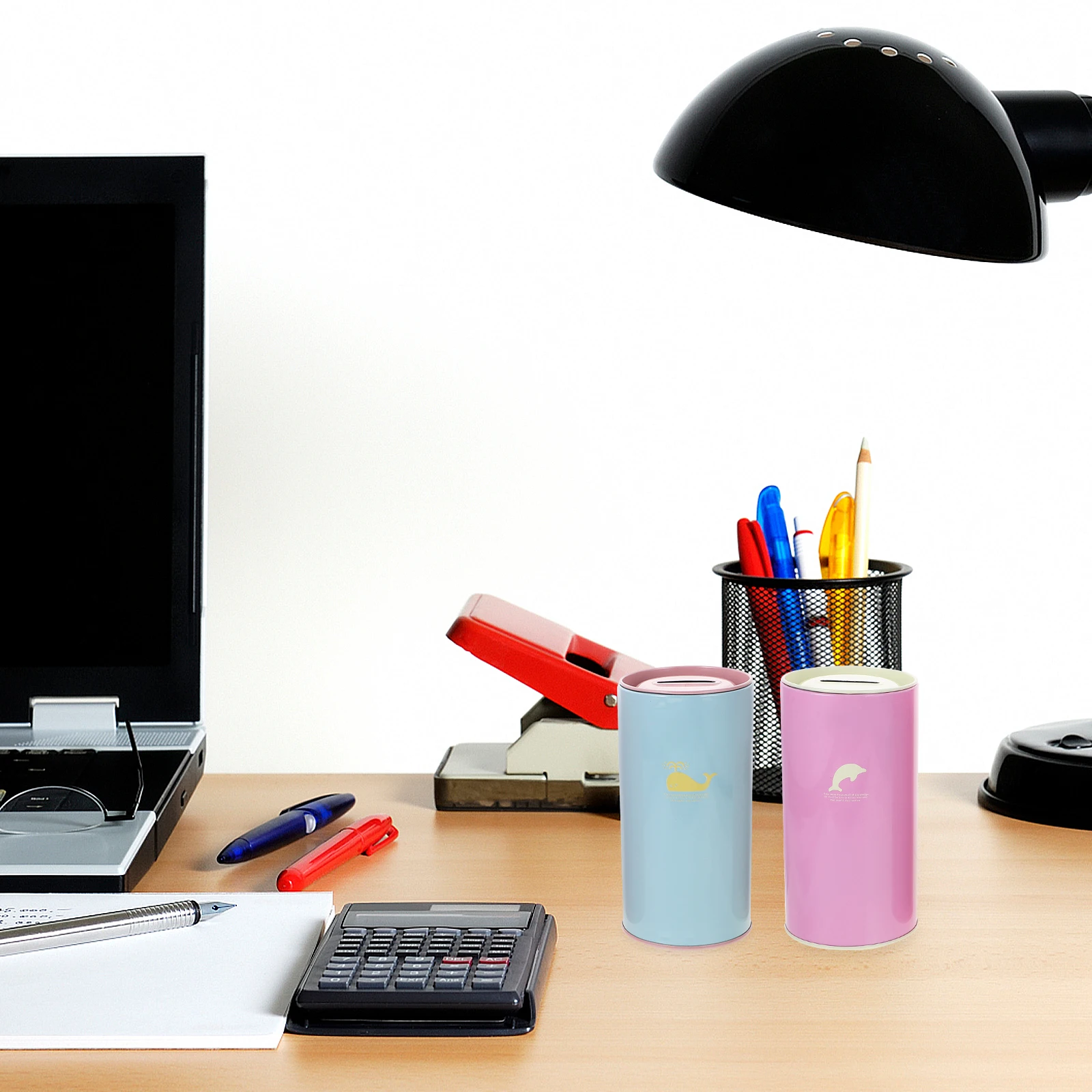 

4pcs Animal Piggy Bank Cartoon Coin Jar Tinplate Money Bank Kids Bedroom Decor Dolphin Duck Whale Hedgehog Storage Canisters