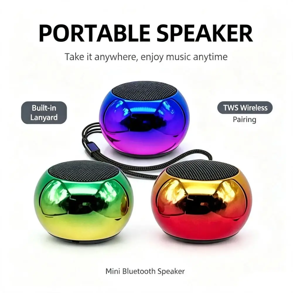 Mini Bluetooth Speaker Keychain Dual Color Metal Shell Wireless Speaker Keychain TF Card Slot Stereo Sound