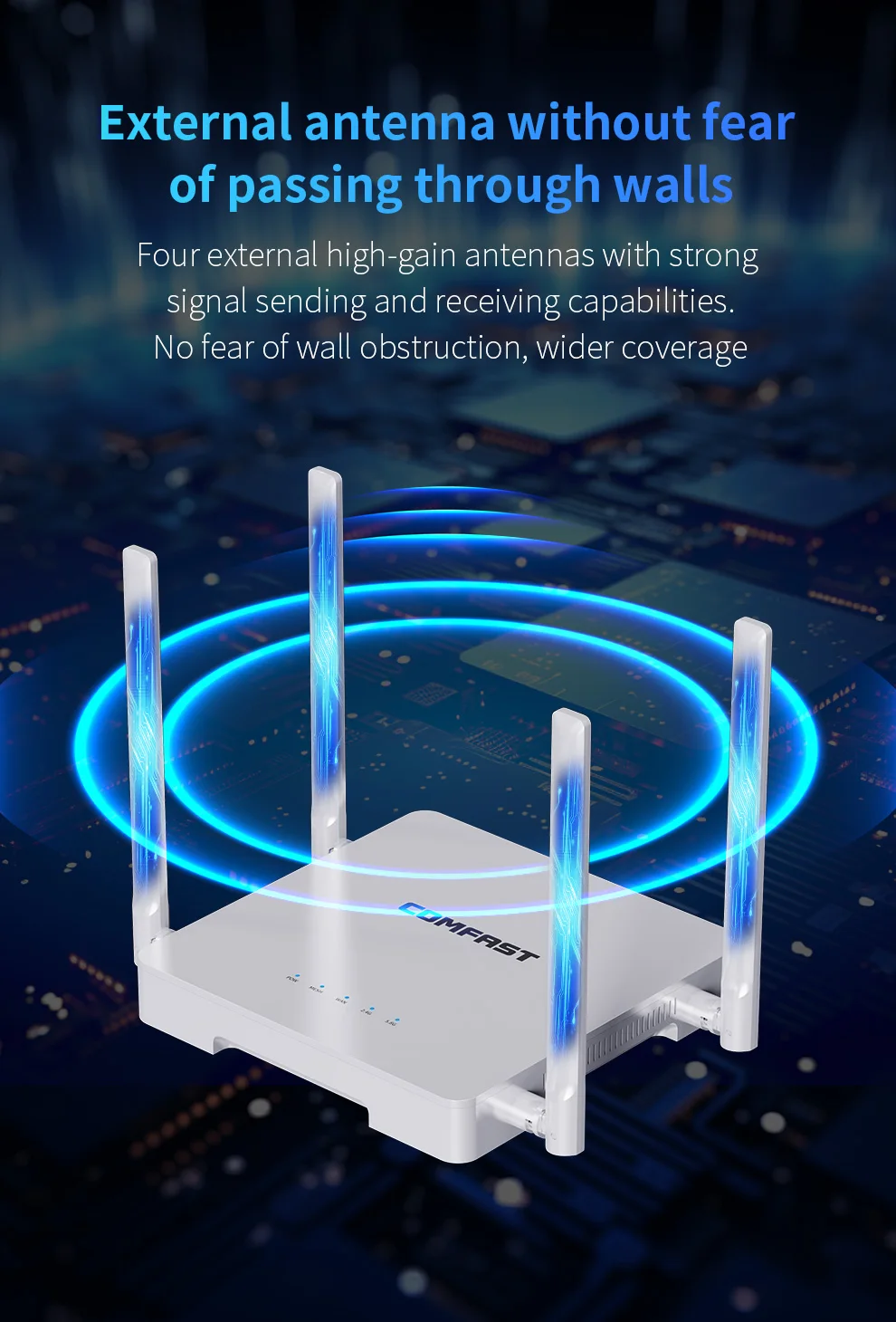 Enrutador Wifi AX3000, enrutador con 4 antenas MU-MIMO, amplificador Gigabit inalámbrico WPA3, 2,4 Ghz, 5,8 Ghz, extensor para el hogar