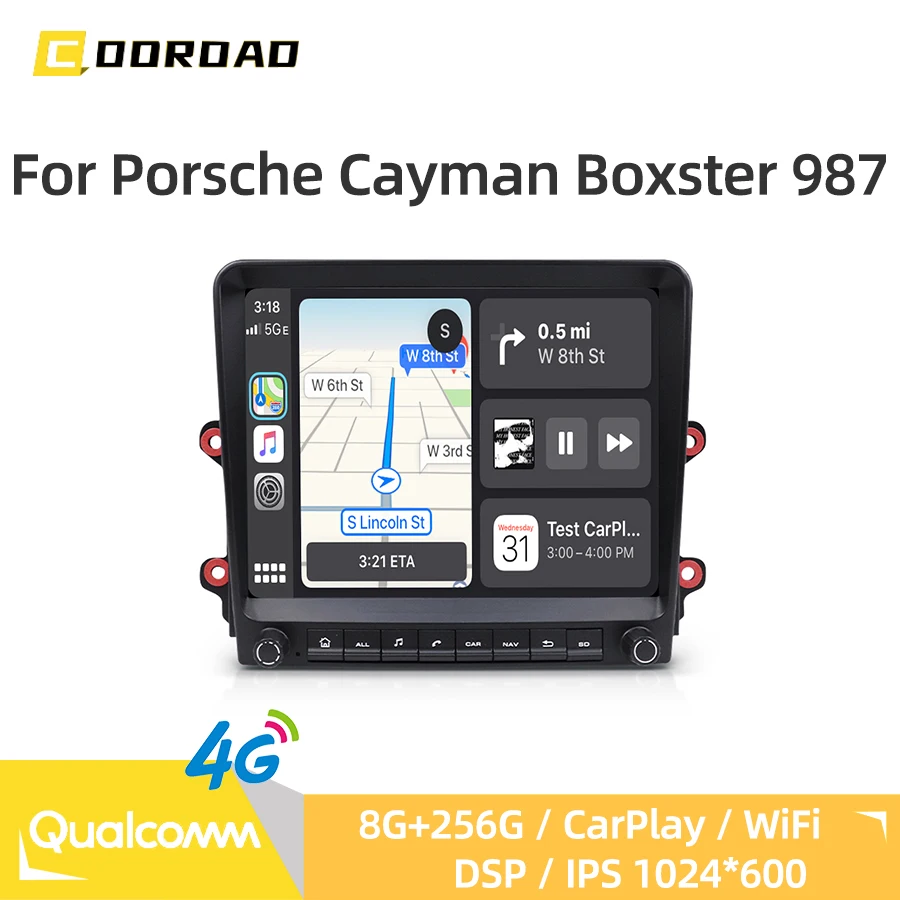Android 13.0 For Porsche Cayman Boxster 987 2005-2016 Car Radio Stereo Multimedia Player Navigation 4G WiFi CarPlay Bluetooth