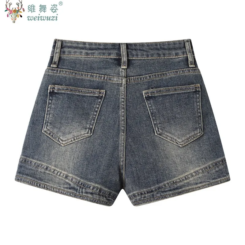 Harajuku Mode Denim Shorts Ontwerp Dames Hoge Taille Jeans Pittig Meisje Retro Leisure Streetwear Zomer Hip Hop Amerikaanse Stijl