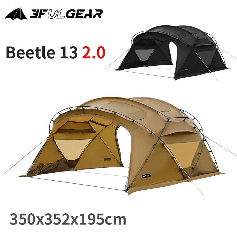 

3F UL GEAR Beetle 13 2.0 Tunnel Tent Waterproof 70D Nylon 4 Season Big Space 12㎡ Outdoor Camping Hiking Stove Tent Lightweight