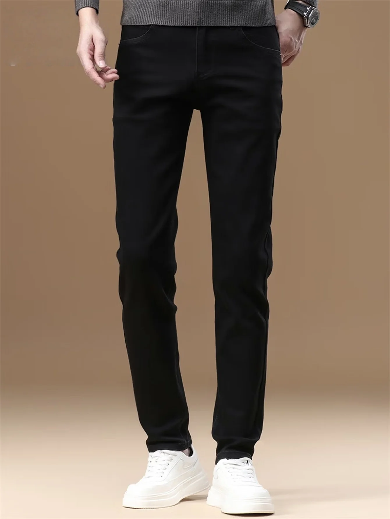 Black Slim Jeans for Man Unisex Y2k Drip Original Basic Denim Trousers No accessories or belts included