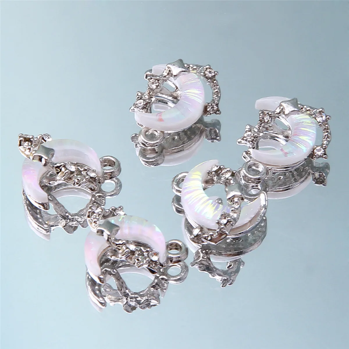 10pcs Y2K Style Colorful Moon Star Theme Pendants for DIY Fairy Style Necklace Earrings Pendant Jewelry Accessories