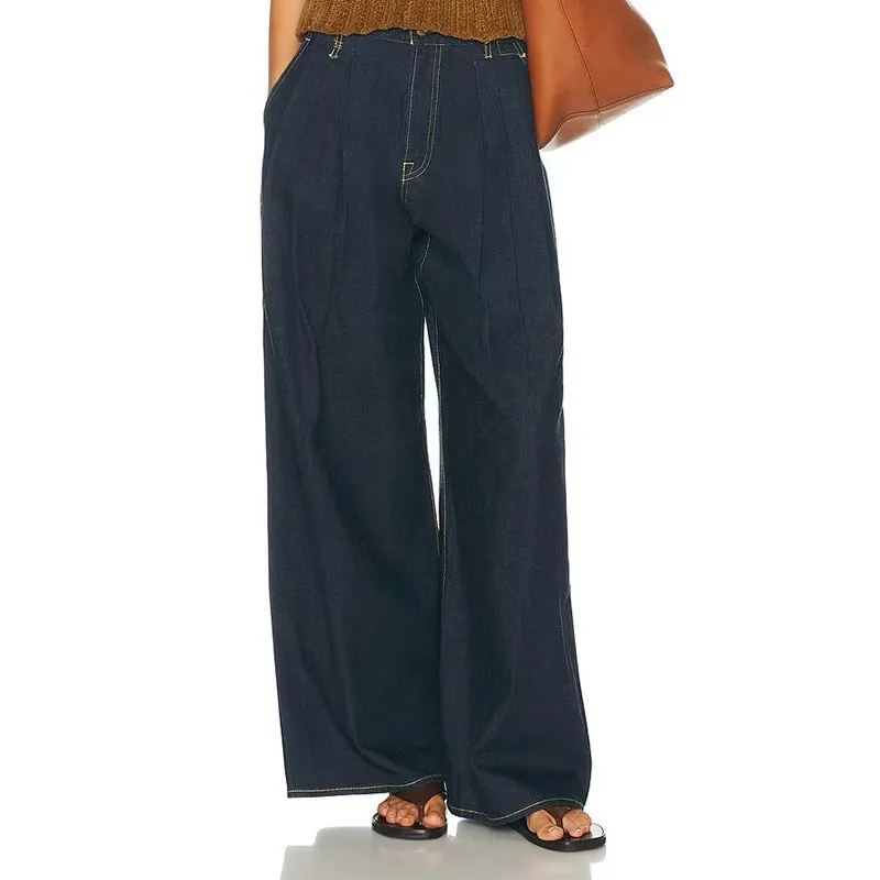 2026 new style women's washed denim pants, casual and versatile wide-leg pants, high-quality loose straight-leg pants, Y2K style